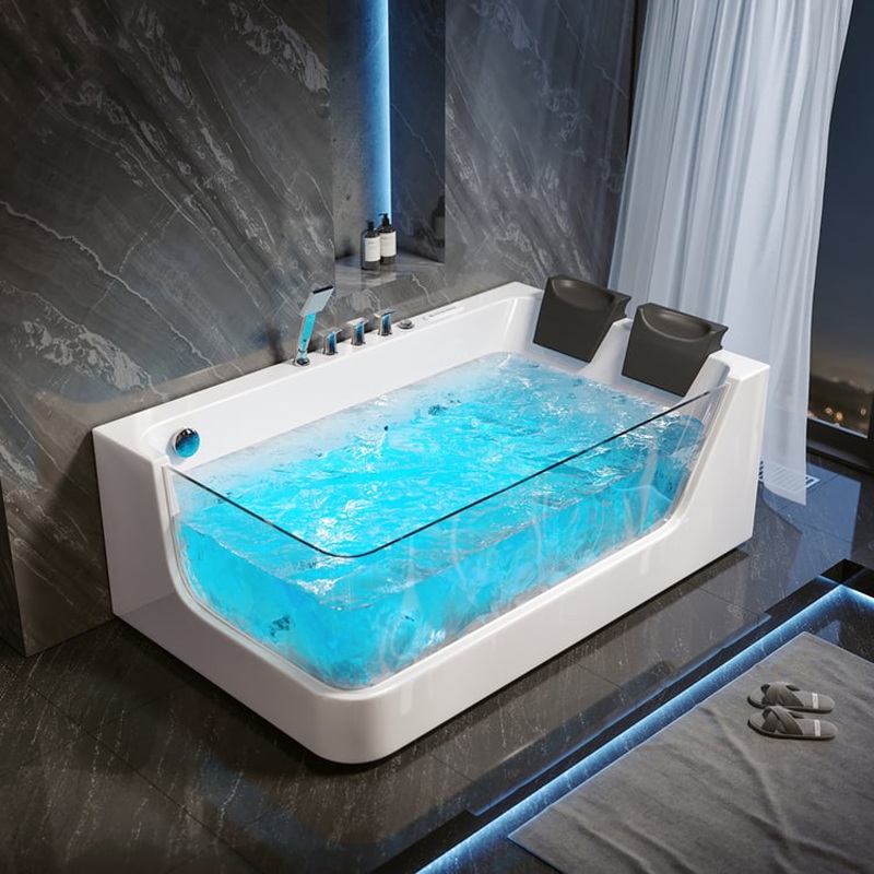 71″ Double Jacuzzi Bathtub with Jetted Massage & Ambient Lighting