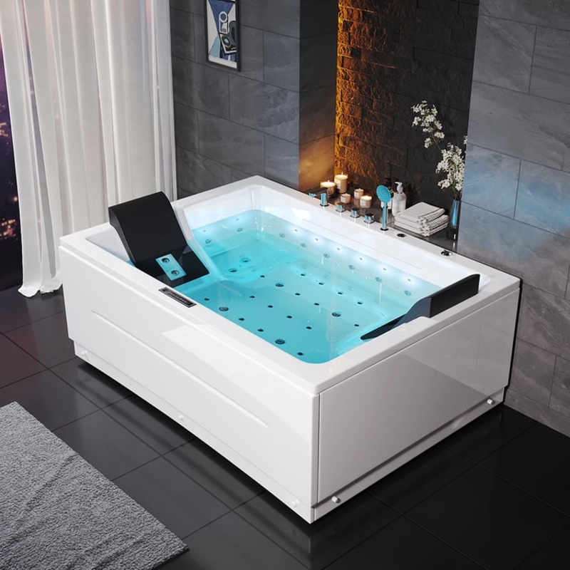 71″ Double Jacuzzi Bathtub with Temperature Control 118-Gallon Capacity