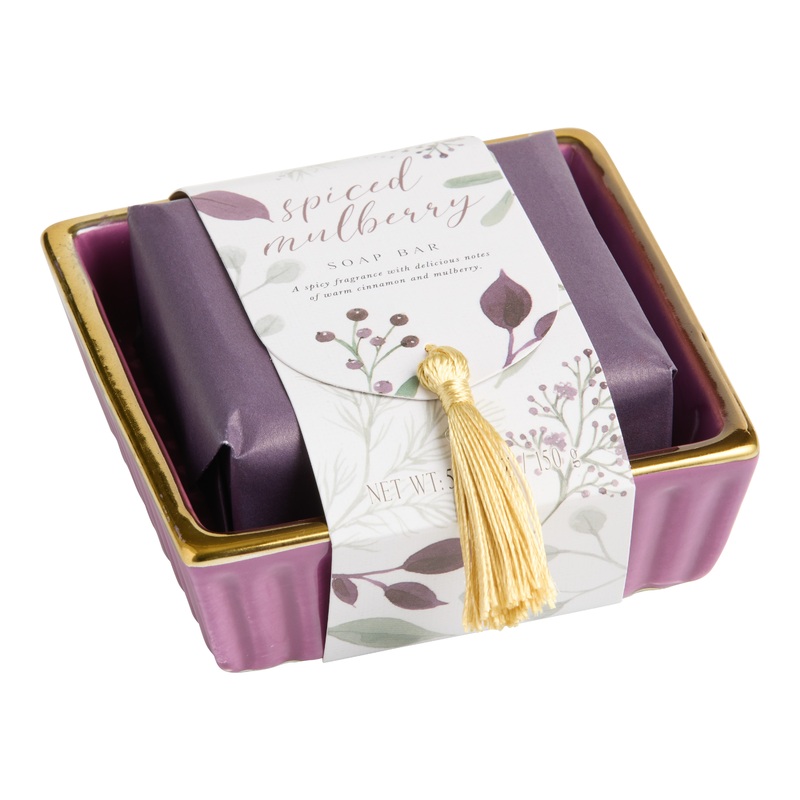 Winter Flora Spiced Mulberry Bar Soap with Soap Dish