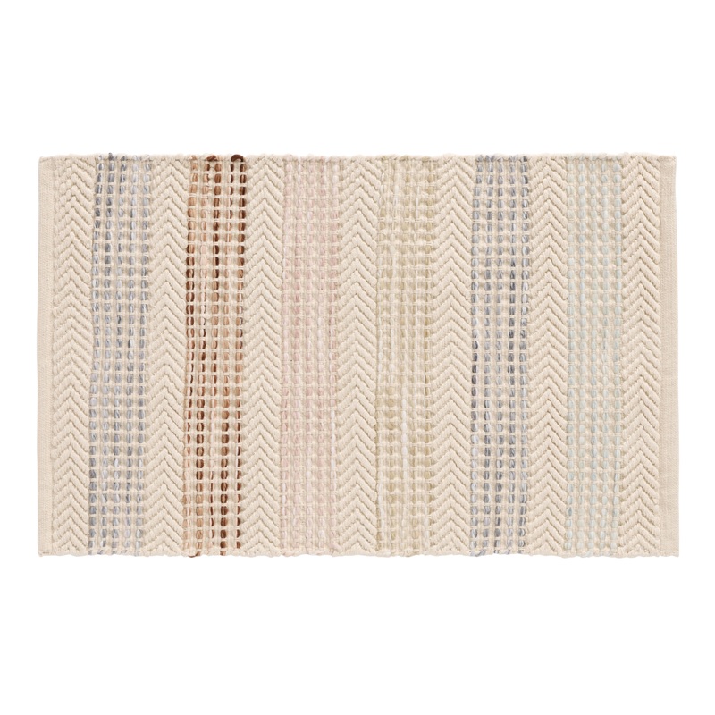 Rainbow Striped Chindi Style Woven Bath Mat