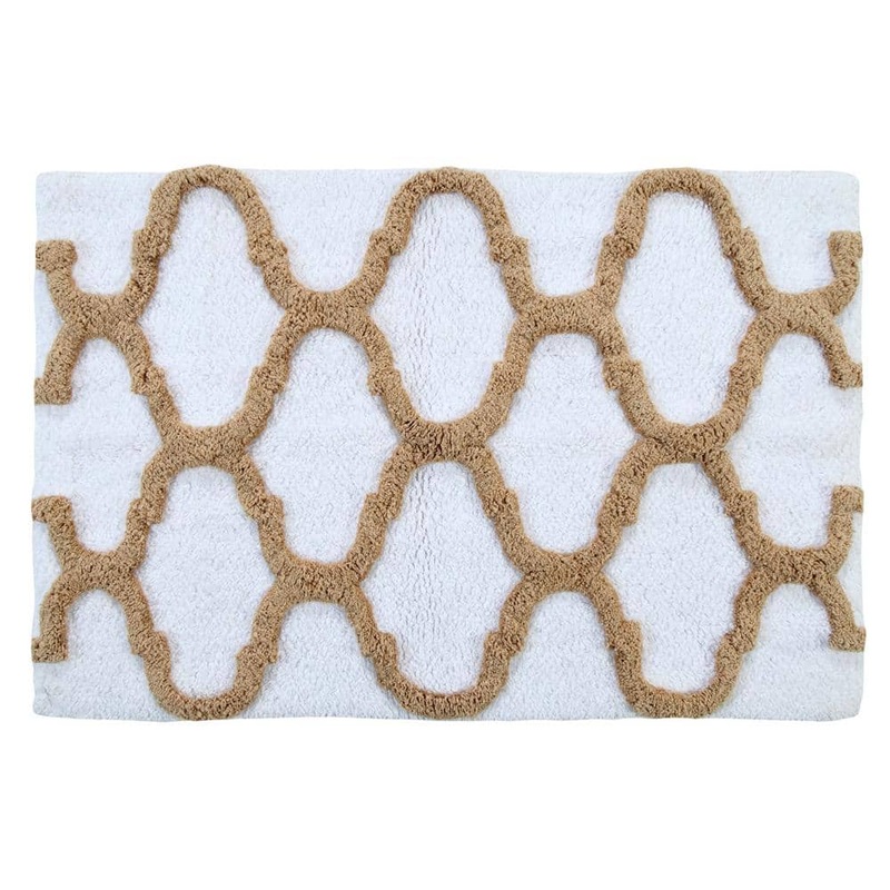 Saffron Fabs 36 in. x 24 in. Bath Rug in White/Beige SFBR1148