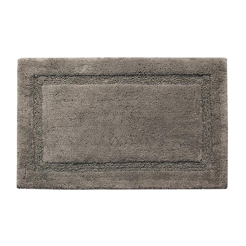 Saffron Fabs Regency Gray 50 in. x 30 in. Cotton Latex Spray Non-Skid Backing Textured Border Machine Washable Bath Rug SFBR1014
