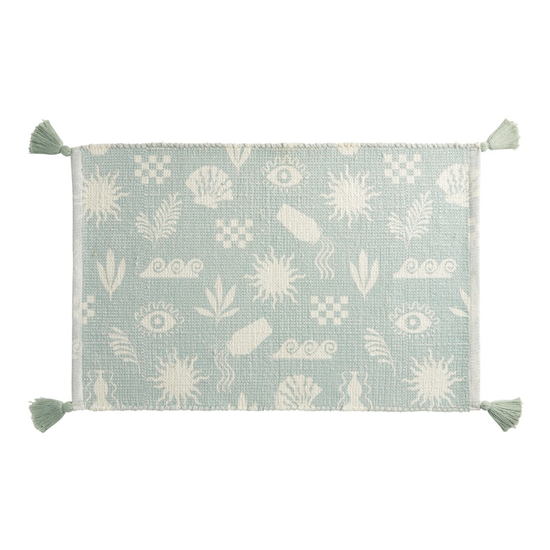 Siren Aqua and Ivory Ancient Greece Flatwoven Bath Mat