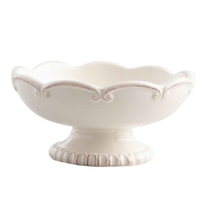 White Ceramic Pedestal Trinket Dish