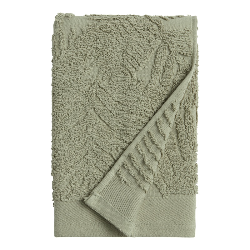 Sage Green Sculpted Palm Leaf Hand Towel