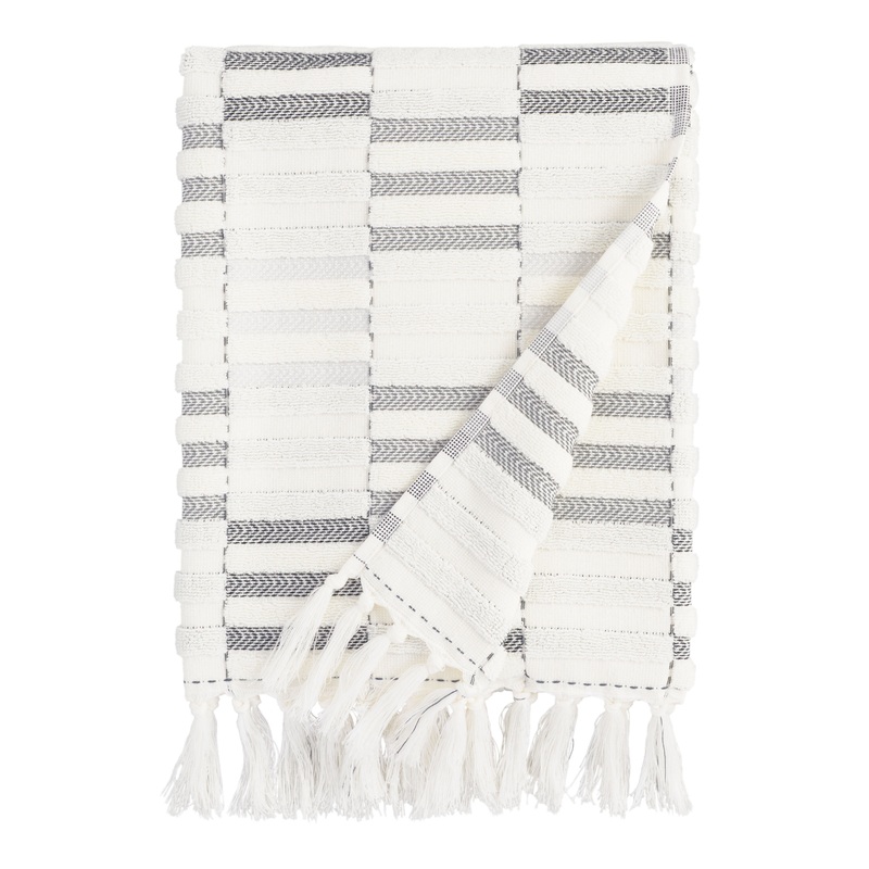 Sloan Black And Ivory Sculpted Stripe Bath Towel