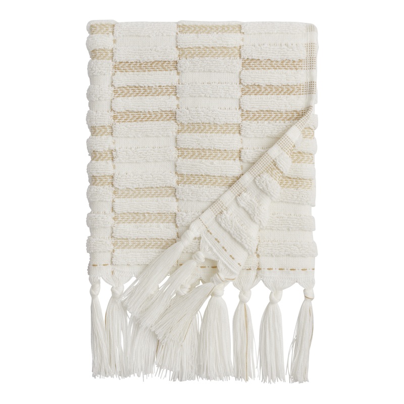 Sloan Tan And Ivory Striped Sculpted Hand Towel