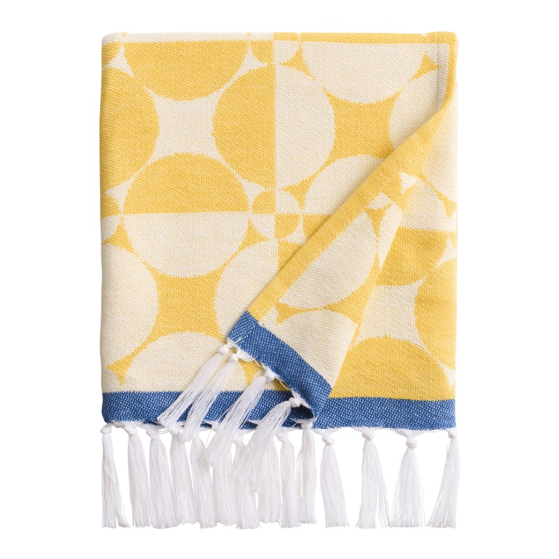 Wanderlust Yellow and Ivory Square Sand Resistant Beach Towel