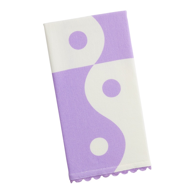 White And Lavender Yin Yang Terry Hand Towel
