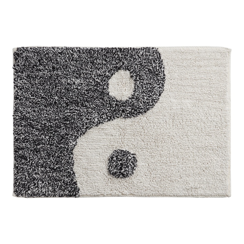 Yin Yang Black And White Tufted Bath Mat