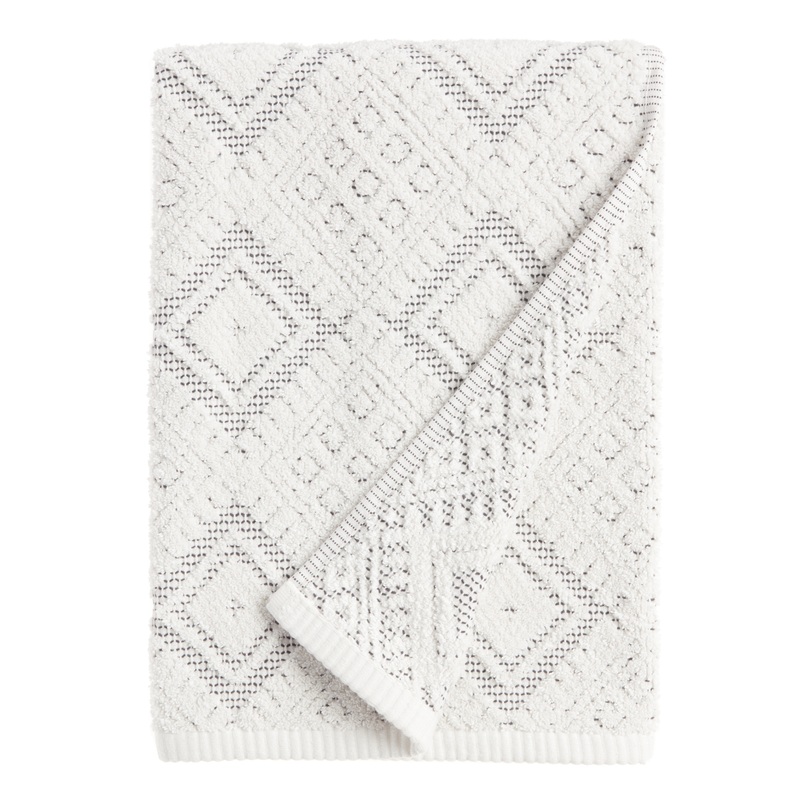Zena Ivory And Black Diamond Honeycomb Bath Towel