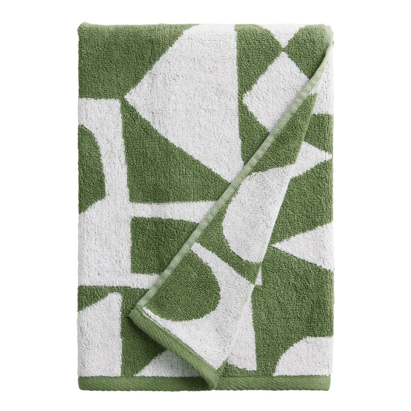 Zia Laurel Green Geo Terry Bath Towel
