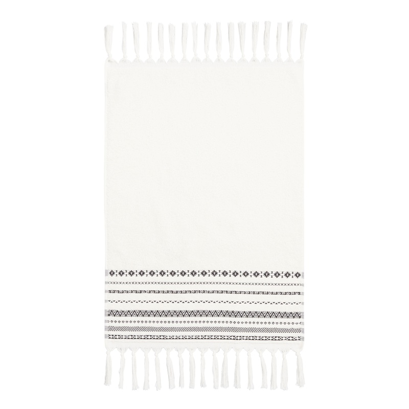 Zohra Ivory And Black Geo Stripe Hand Towel