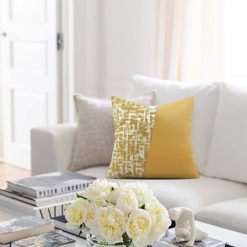 18″ x 18″ Gold Polyester Woven Panel Decorative Throw Pillow Case Protector