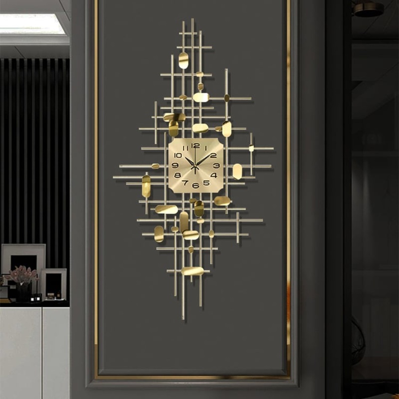 21.7″ 3D Gold Fashion Metal Oversized Wall Clock Luxury Home Decor