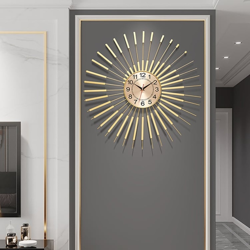 24″ Glam Oversized Golden Wall Clock with Helical Shape Metal Frame