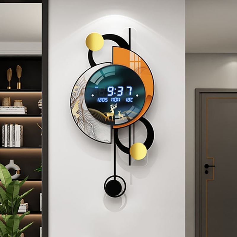 26.4″LED Silent Wall Clock Multi-function Display Voice-Activated, Dual Power Suppiy