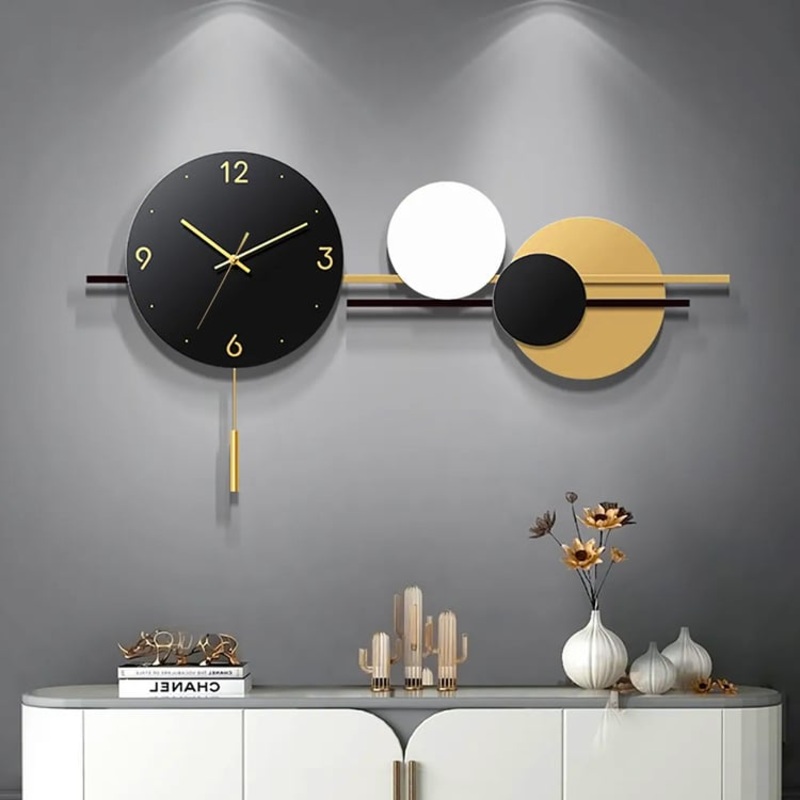 35.4″ Modern Geometric Metal Digital Wall Clock Oversized Wall Decor For Living Room