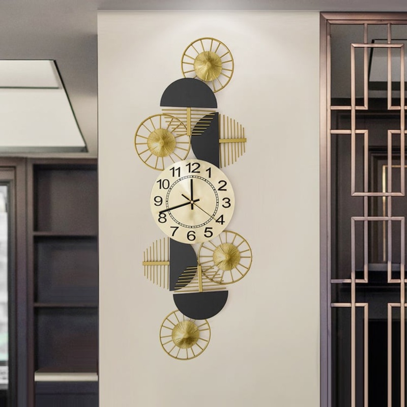 Black & Gold Luxury Fashion Artistic Home Large Metal Wall Clock Decor