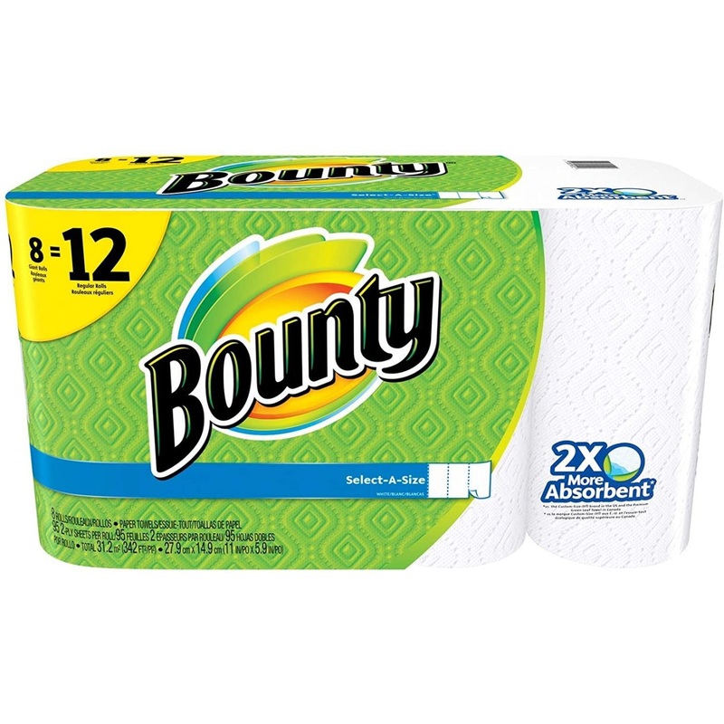 Bounty Select-A-Size Paper Towels, White, Giant Roll  8 Pack