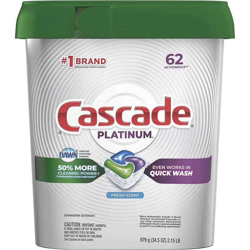 Cascade Platinum Dishwasher  Pods, Fresh Scent, 62 Count