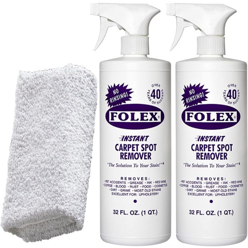 FOLEX Instant Carpet Spot Remover + 1 Daley Mint Cleaning Cloth, 32oz