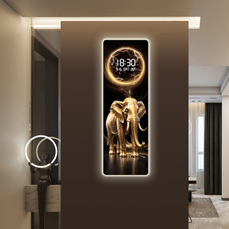Modern Elephant Home Decor Digital Wall Clock with LED