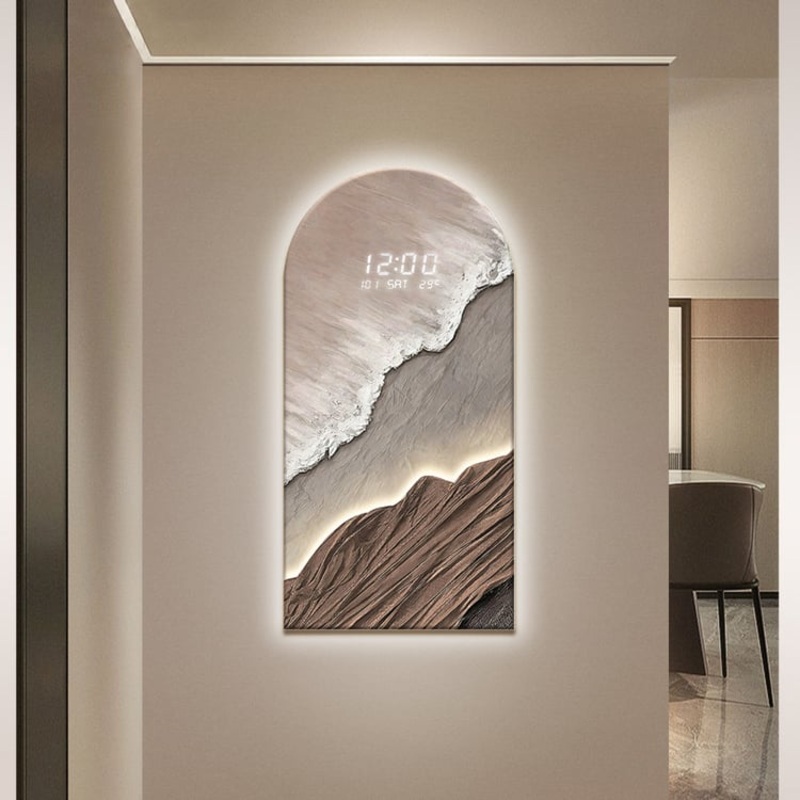 Modern Wall Art LED Digital Clock with Artistic Texture