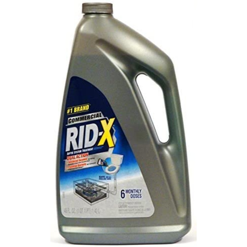 RID-X Commercial Septic System Liquid Treatment, Dual Action, 6 Monthly Doses, 48 Oz