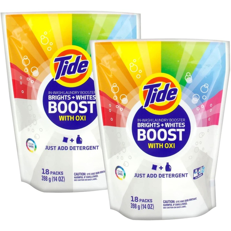 Tide Brights and Whites Rescue In-Wash Laundry Booster, 18 Count (Pack of 2 Brights)