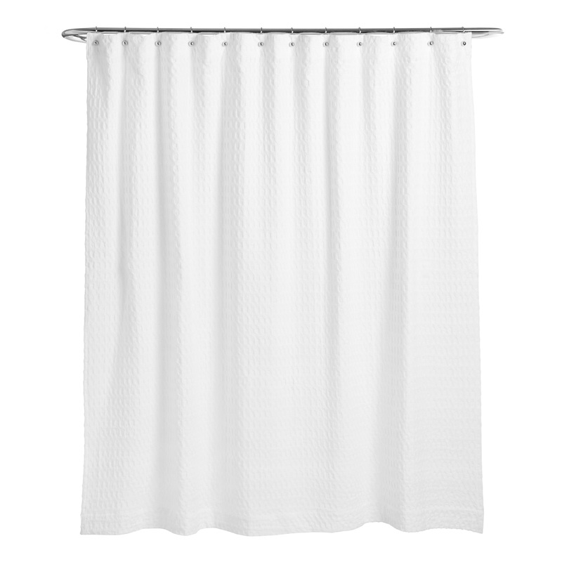White Waffle Wide Weave Shower Curtain
