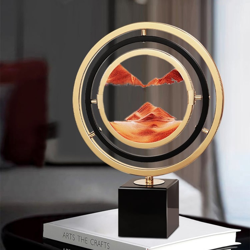 13.8″Abstract Geometric Gold & Orange Sand Painting Ornaments Creative Home Decor