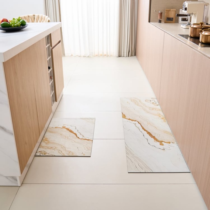 2 Pieces Modern Marble Washable Kitchen Runner Mats Non-slip absorbent Kitchen Mat Set