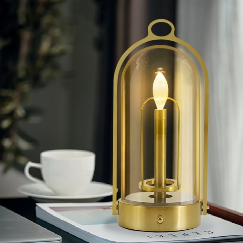 2500mAh Bronze Gold Portable LED Cordless Table Lamp Dimmable Rechargeable Night Light