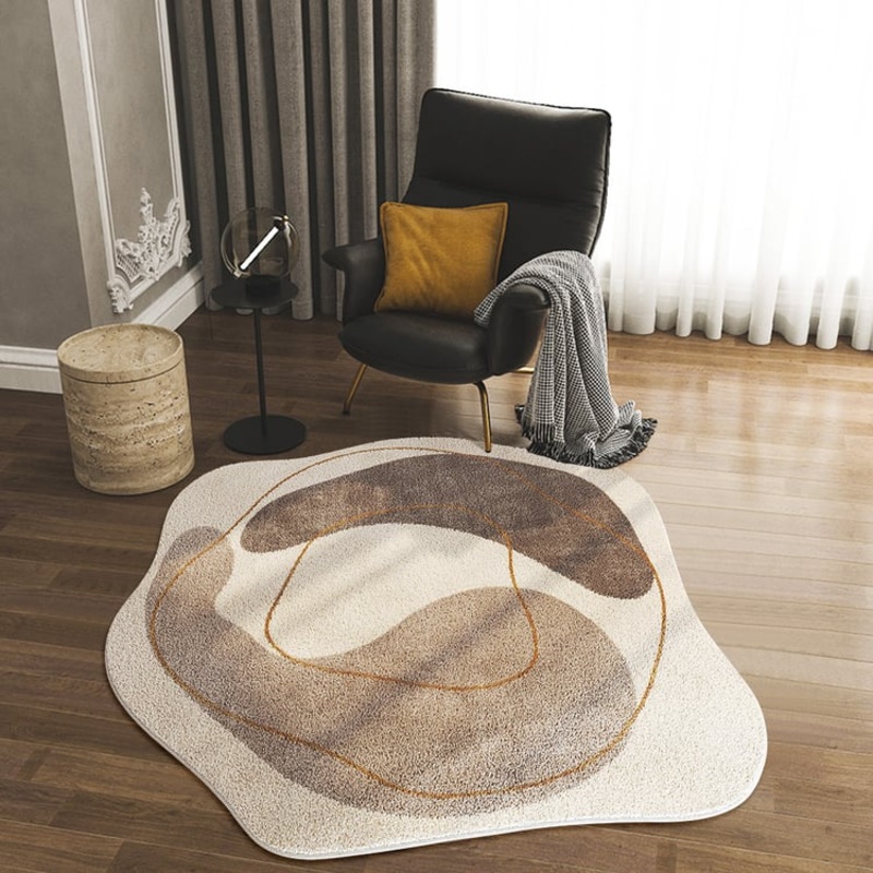 3′ x 3′ Modern Round Faux Cashmere Area Rug Living Room & Bedroom Decorative Carpet