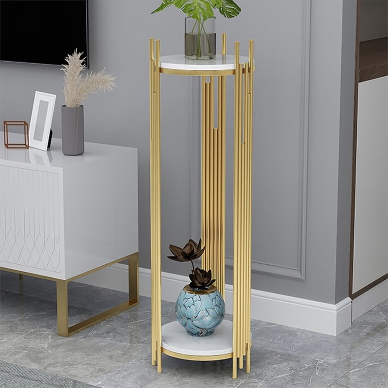 35.4″ Tall Metal 2-Tiered Plant Stand Modern Corner Plant Stand Indoor