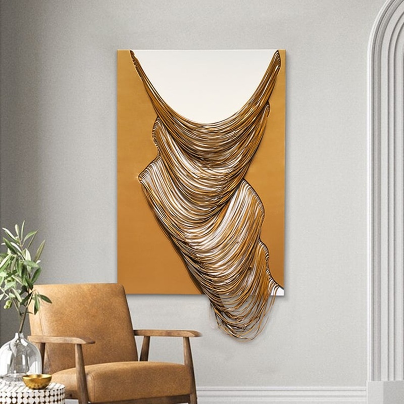 3D Modern White & Orange Geometric Abstract Wood Wall Decor Art for Living Room Bedroom