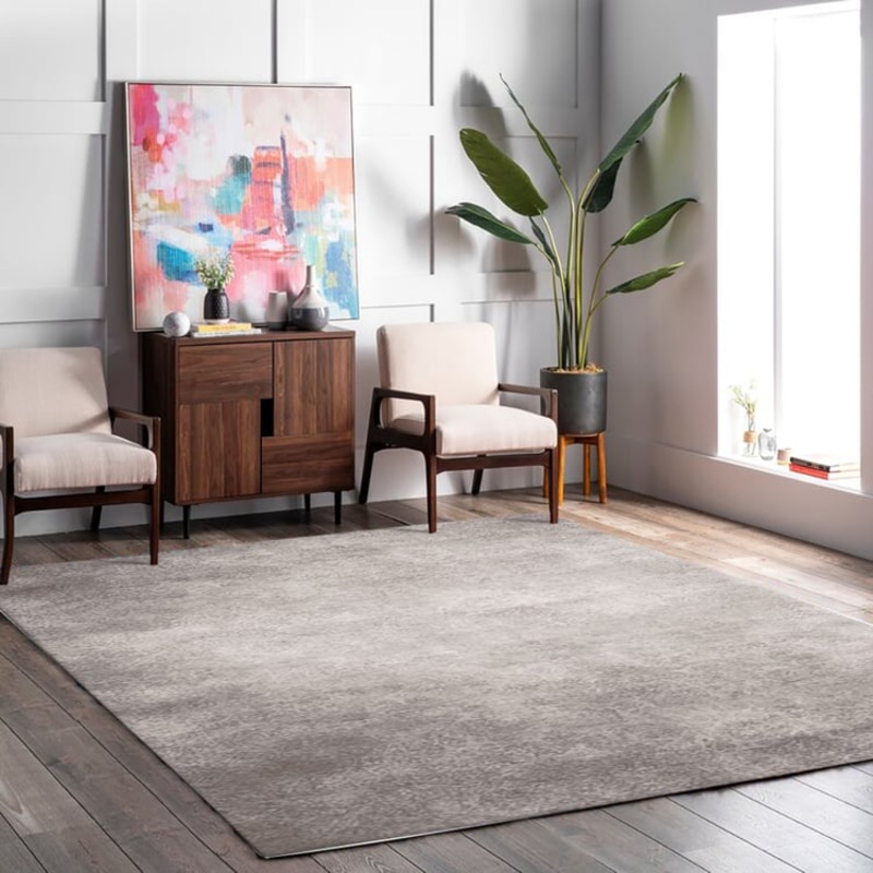 5′  8′ Minimalist Gray Rectangle Area Rug