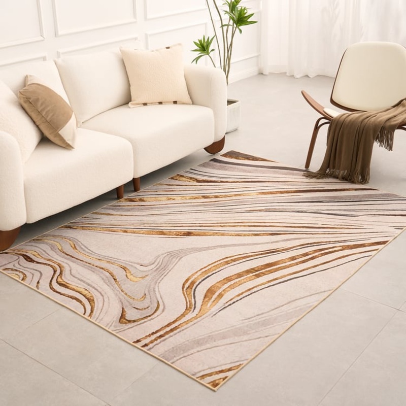 5’x 7′ Luxury Abstract Art Deco Rug with Marble Pattern Carpet