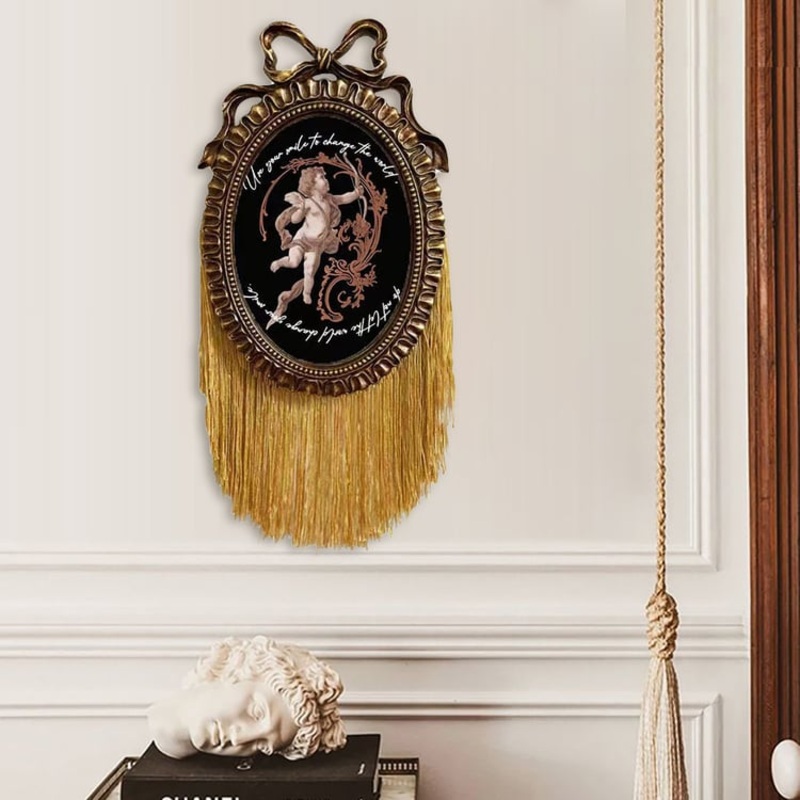 5″ x 7″ Retro Gold Distressed Engraved Picture Frame Tassel Wall-mounted Photo Frame