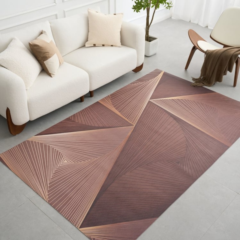 5′ x 8′ Indoor Area Rug  Geometric Design, Non-Slip, Waterproof, Easy-Clean PVC Leather