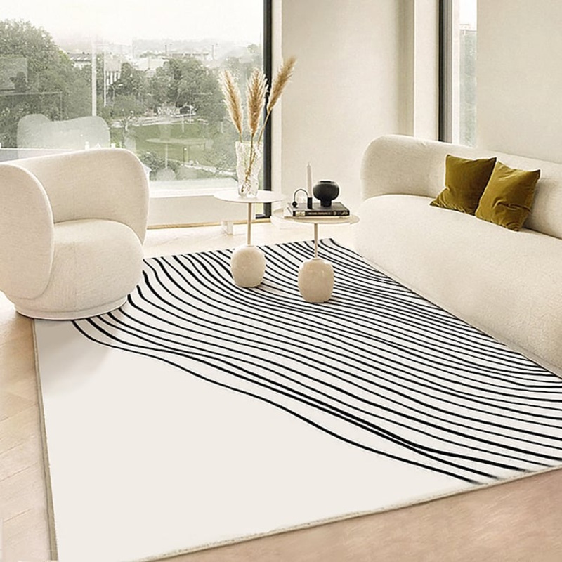 6′ x 9′ Multipurpose Rectangular Contemporary Low-key Black & White Area Rug