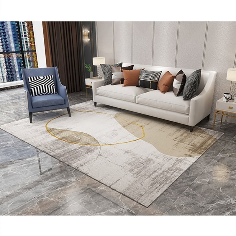 8′ x 10′ Modern Beige & Gold Rectangle Area Rug