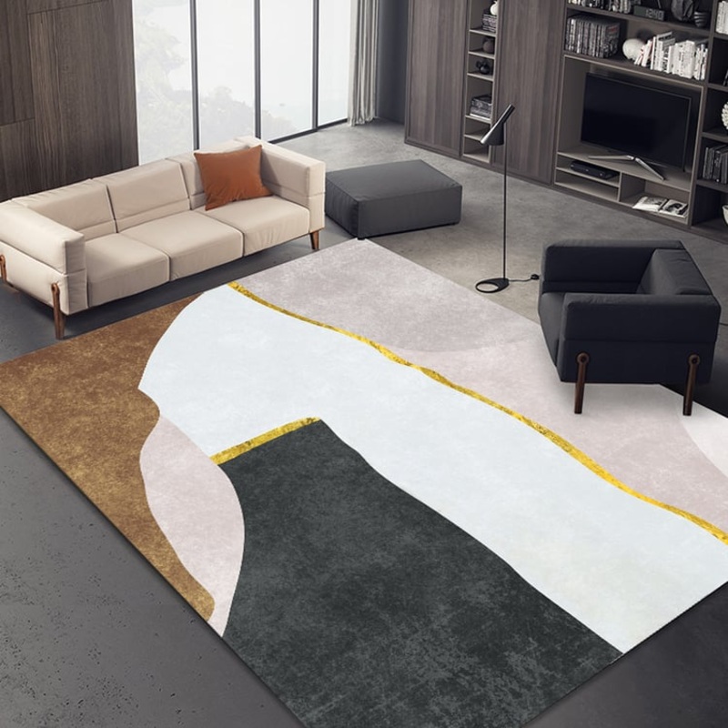 Modern Abstract Geometric Faux Cashmere Indoor Area Rug 5′ x 8′ Living Room Bedroom