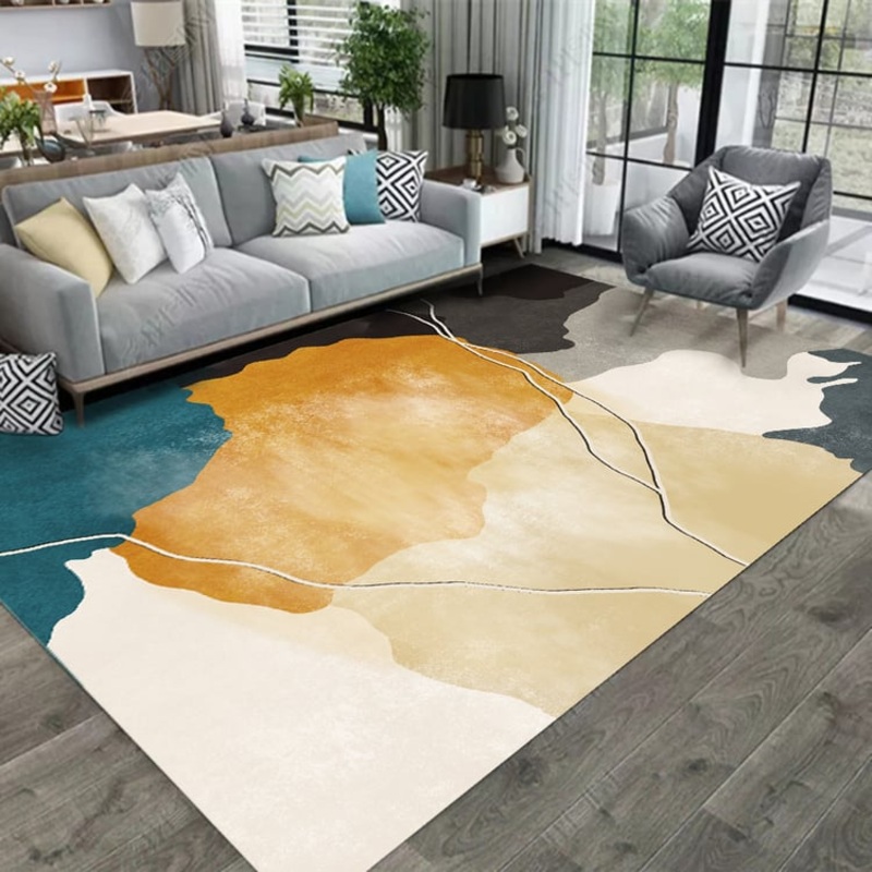 Modern Abstract Ink Rectangle Rug Indoor Area Rug 5′ x 7′