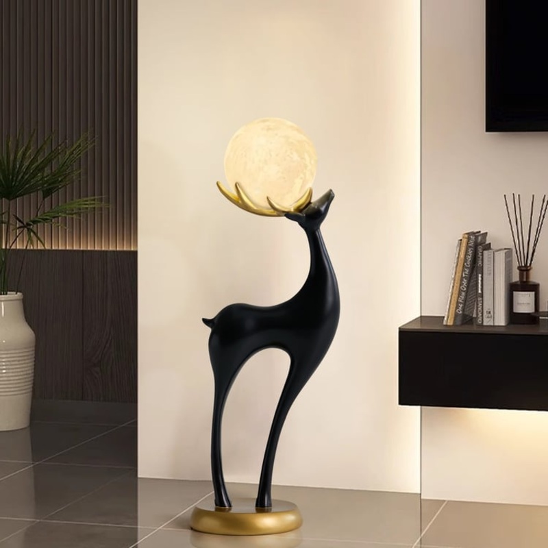 Modern Resin Deer Floor Lamp with Remote Control  30″ Tall with Light-Up Ball