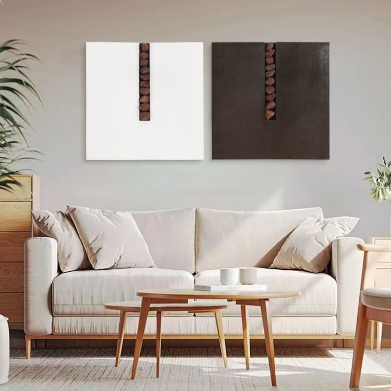 2 Pieces Modern 23.6″ Square Abstract Stone Wall Decor Art Set Living Room Bedroom