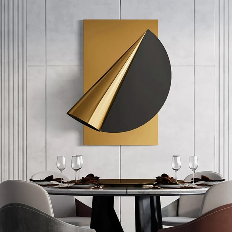 23.6″ Gold & Black Geometric Metal Wall Decor Background Hand-Forged Art for Living Room