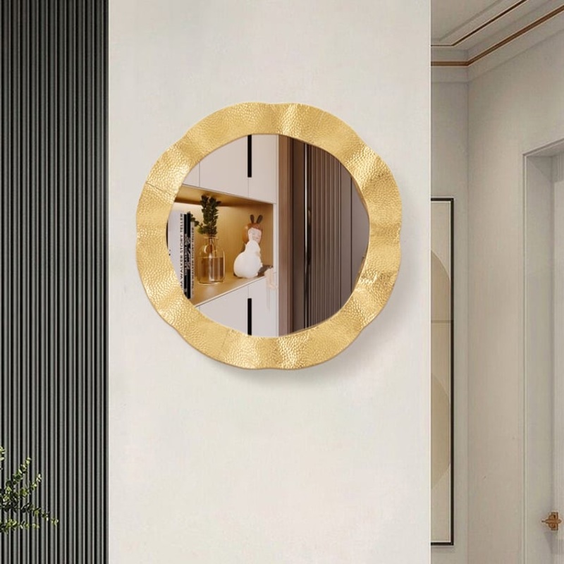 24″ Large Glam Gold Round Wall Mirror Decor Art for Living Room Bedroom