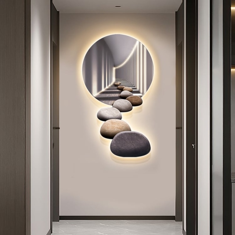 31.5″ LED Acrylic Modern Abstract Stone Corridor Wall Art Decor Living Room Bedroom
